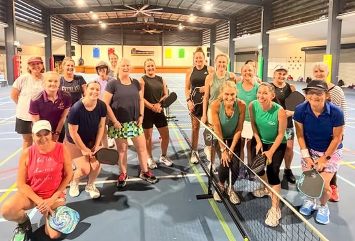 Ladies group photo on court